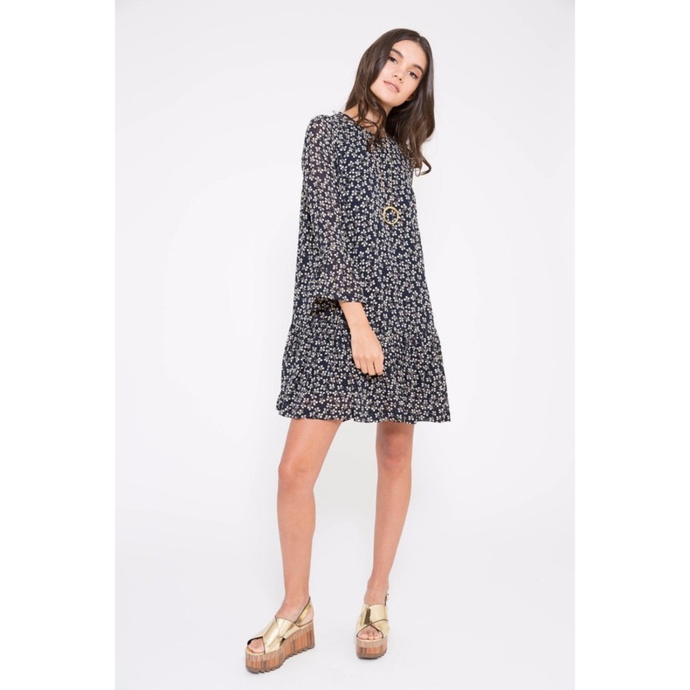 Ganni Newman Georgette Dress Navy Micro Floral Mini Cottagecore Feminine‎ Dainty
